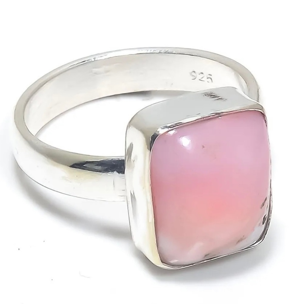 Pink Opal Solid Sterling Silver Ring Size 6 925